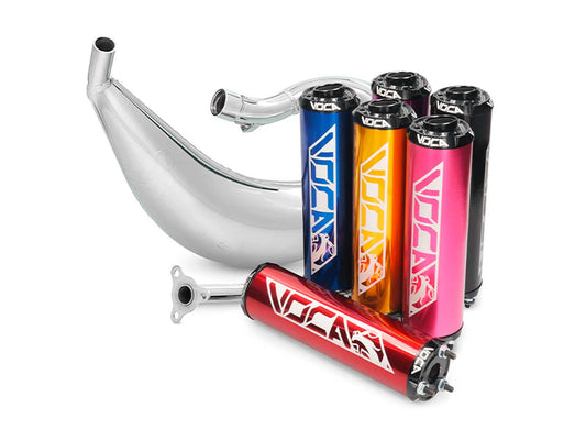 Pot dÂ´échappement Voca Cross chromé 50/70cc pour Derbi Senda DRD Aprilia RX, SX