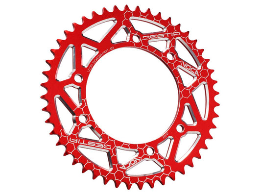 Pignon Voca CNC 48 dents 420 rouge pour Derbi Senda, Rieju MRT, Peugeot XP6