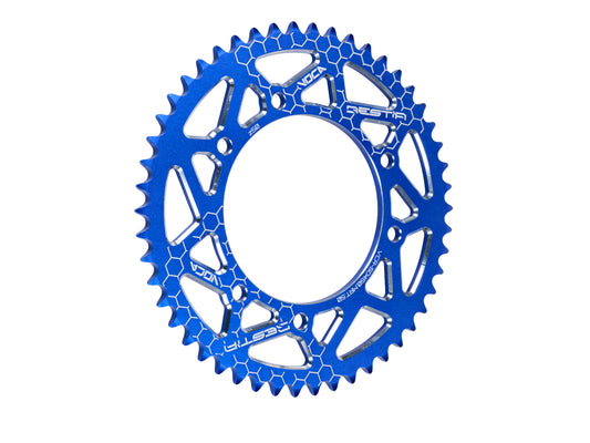Pignon Voca CNC 50 dents 420 bleu pour Derbi Senda, Rieju MRT, Peugeot XP6