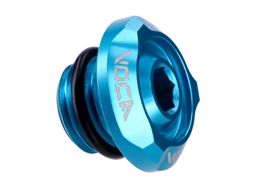 Bouchon de remplissage dÂ´huile Voca Racing M14x1,5mm turquoise pour Minarelli couché