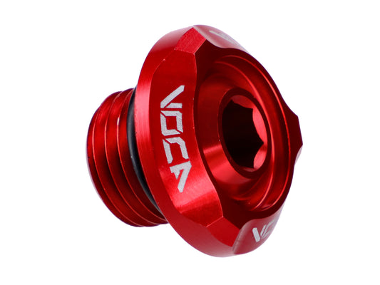 Bouchon de remplissage dÂ´huile Voca Racing M14x1,5mm rouge pour Minarelli couché