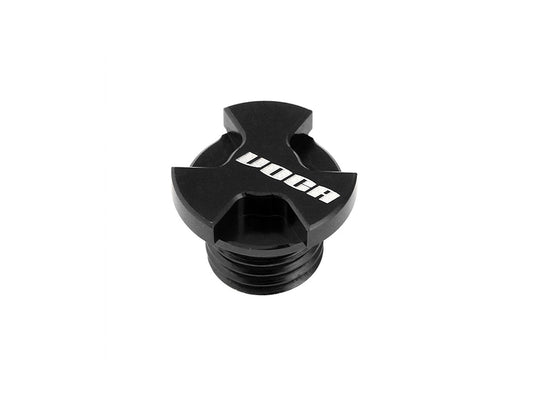 Bouchon de remplissage dÂ´huile VOCA CNC noir pour Derbi EBE, EBS, D50B