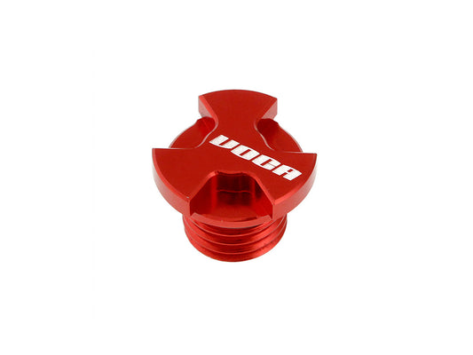 Bouchon de remplissage dÂ´huile VOCA CNC rouge pour Derbi EBE, EBS, D50B = VCR-SD9192.V2/RE