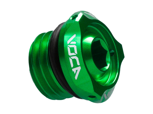 Bouchon de remplissage dÂ´huile VOCA V2 CNC vert pour Derbi EBE050 D50B0