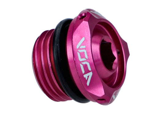 Bouchon de remplissage dÂ´huile VOCA V2 CNC rose pour Derbi EBE, EBS, D50B