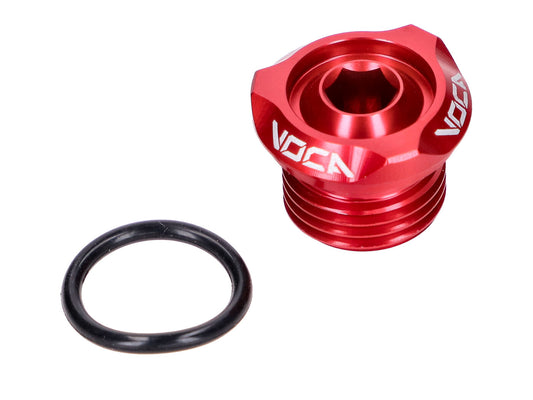 Bouchon de remplissage dÂ´huile VOCA V2 CNC rouge pour Derbi EBE, EBS, D50B