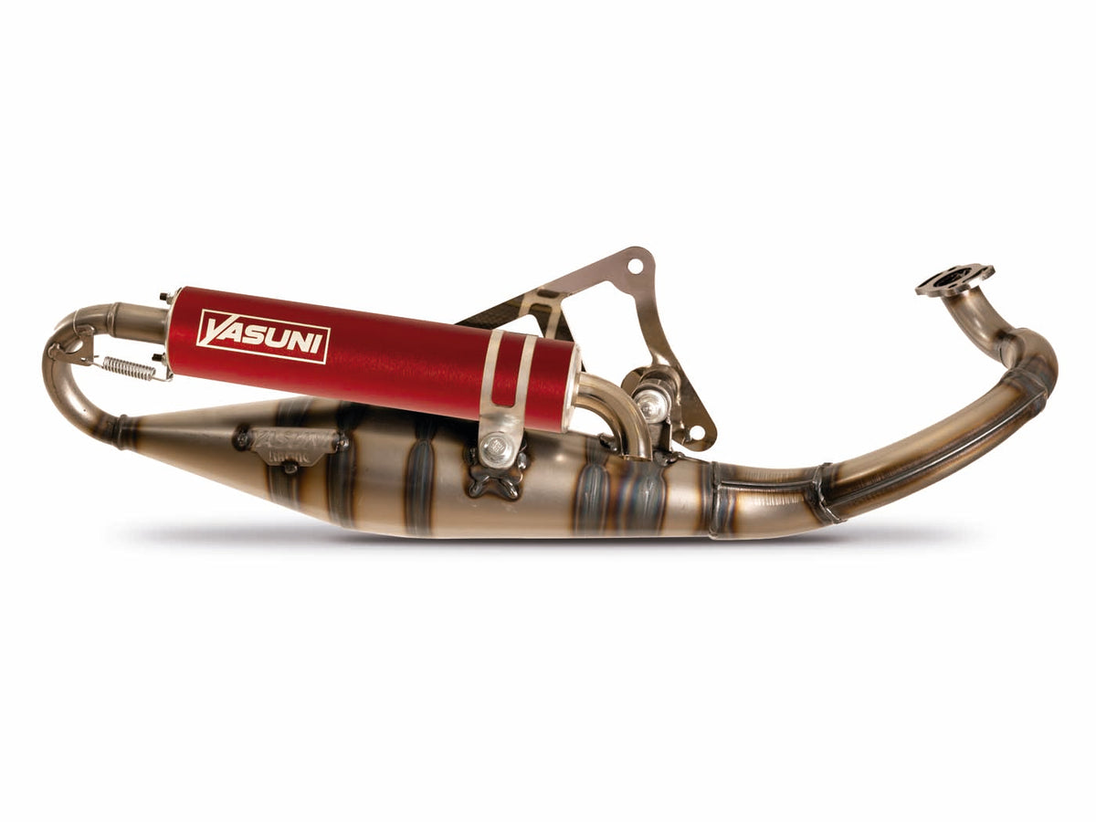 Echappement Yasuni R-PRO rouge pour Peugeot couché refroidi par eau, Ludix, Vicacity, Derbi Hunter
